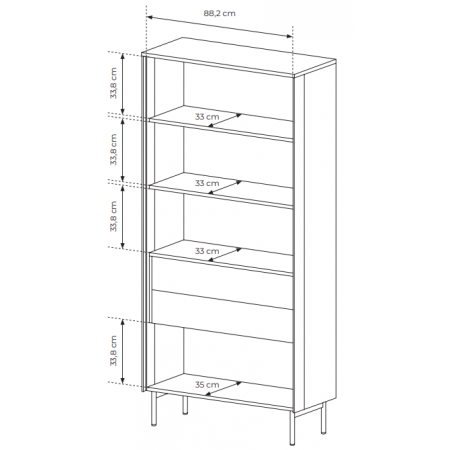 Witryna wysoka 90 cm kaszmir + LED 2-drzwiowa z szufladami LIMA